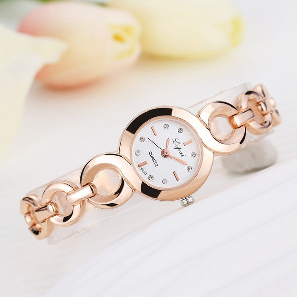 Lvpai Brand Stainess Steel Dress Watches Girls Quartz Watch Bracelet Watch Ladies Fashion Women Crystal Round Wristwatch