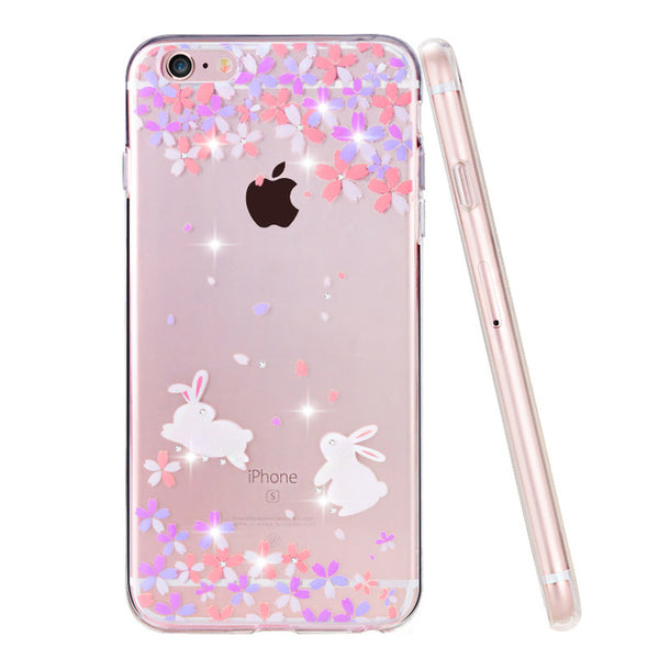 PZOZ For iphone 6 Case Original For iphone 6s Plus Case Silicone Cover Luxury Rhinestone Glitter Cute Crystal Diamond Soft Shell