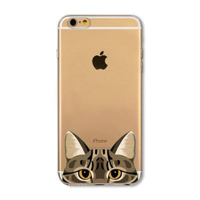 Cute Cartoon Animal Cat Dog BULLDOG Phone Case For iPhone 6 6s Plus 4.7" 5.5" Crystal Clear Soft TPU Gel Flexible Skin Cover