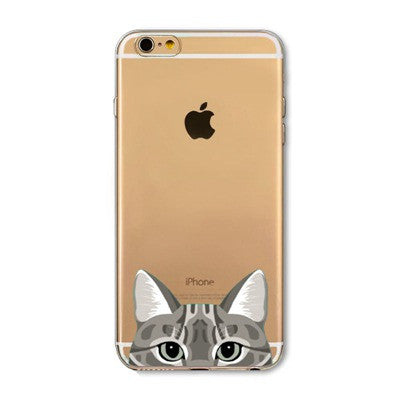 Cute Cartoon Animal Cat Dog BULLDOG Phone Case For iPhone 6 6s Plus 4.7" 5.5" Crystal Clear Soft TPU Gel Flexible Skin Cover