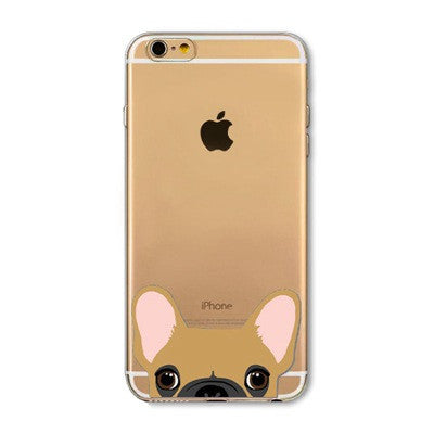 Cute Cartoon Animal Cat Dog BULLDOG Phone Case For iPhone 6 6s Plus 4.7" 5.5" Crystal Clear Soft TPU Gel Flexible Skin Cover