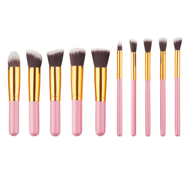 BLUEFRAG Mini 10pcs Makeup Brushes Foundation Blending Blush Make up Brush  + 1 Water Sponge Cosmetics Puff, Beauty tool Kit Set