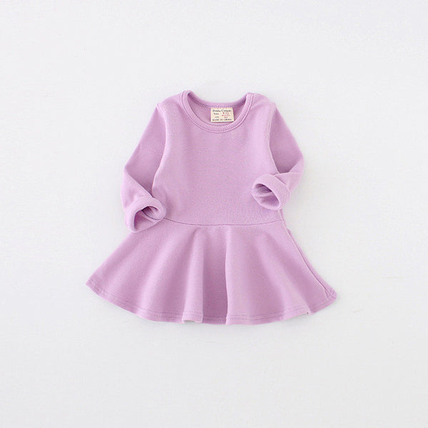 Bear Leader 2016 New Spring Casual Style Pure cotton falbala long-sleeved dress Baby candy color Lovely princess dress