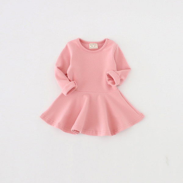 Bear Leader 2016 New Spring Casual Style Pure cotton falbala long-sleeved dress Baby candy color Lovely princess dress