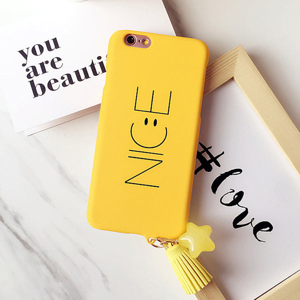 For iPhone 7 Case Smile Nice Face Matte Hard PC Plastic Back Case for iPhone 6 6s 7 Plus Fundas Capa Lovers Star Tassel Cover