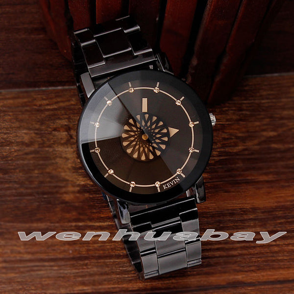 KEVIN New Design Women Watches Fashion Black Round Dial Stainless Steel Band Quartz Wrist Watch Mens Gifts relogios feminino