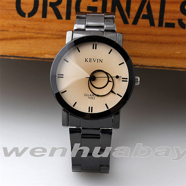 KEVIN New Design Women Watches Fashion Black Round Dial Stainless Steel Band Quartz Wrist Watch Mens Gifts relogios feminino