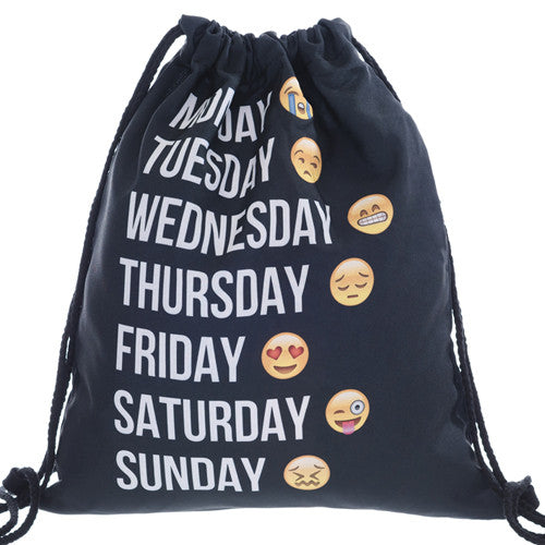 2016 new fashion Women Emoji Backpack 3D printing travel softback  women mochila drawstring bag mens backpacks