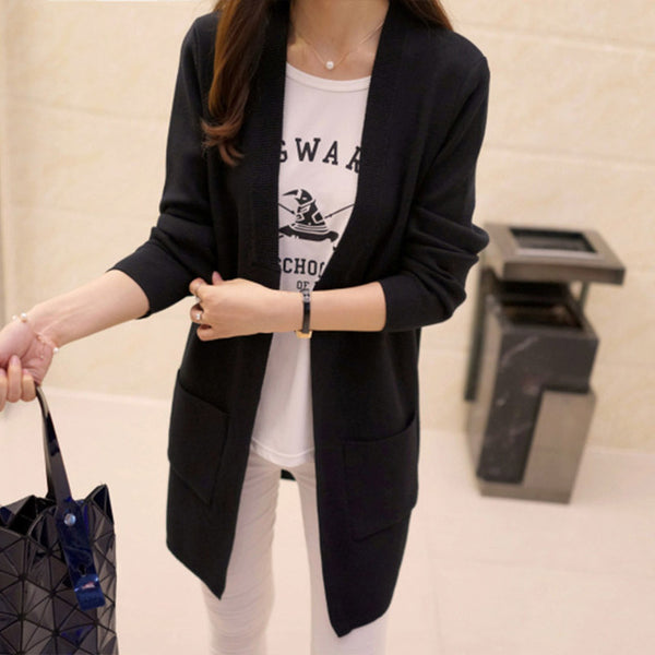 Free Shipping 2015  Spring and Autumn Women's Top Medium-long Cardigan Outerwear Sweater