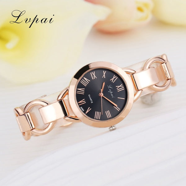 Lvpai Brand Fashion Bracelet Watch Women Alloy Luxury Watch Quartz Wristwatch Classic Gold Ladies Casual Business Watch