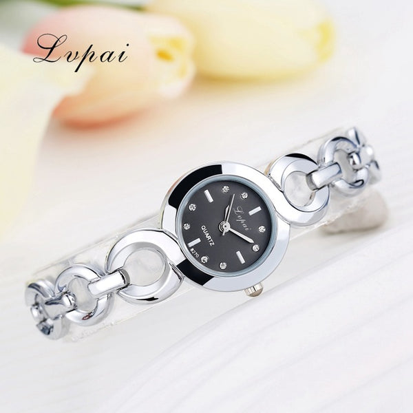 Lvpai Brand Fashion Bracelet Watch Women Alloy Luxury Watch Quartz Wristwatch Classic Gold Ladies Casual Business Watch