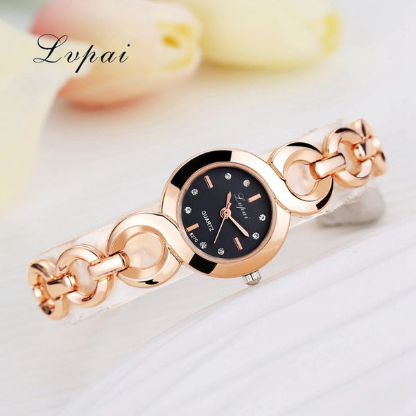 Lvpai Brand Fashion Bracelet Watch Women Alloy Luxury Watch Quartz Wristwatch Classic Gold Ladies Casual Business Watch