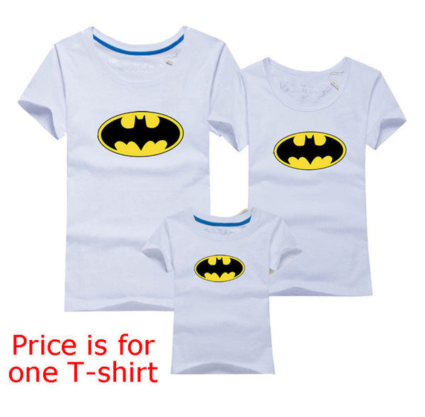 Family Look Batman T Shirts Summer Family Matching Clothes Father Mother Kids Cartoon Outfits New Cotton Tees Free Drop Shipping