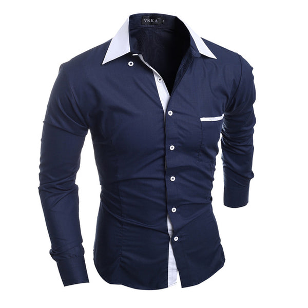 Men Shirt Luxury Brand 2016 Male Long Sleeve Shirts Casual Mens Simple Solid Single Breasted Slim Fit Dress Shirts Mens X5209