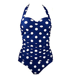 One Piece Swimwear Women 2016 Hot Sale Plus Size Sexy Polka Dot Swimsuit Halter Bandage Push Up Monokini Retro Swim Bathing Suit