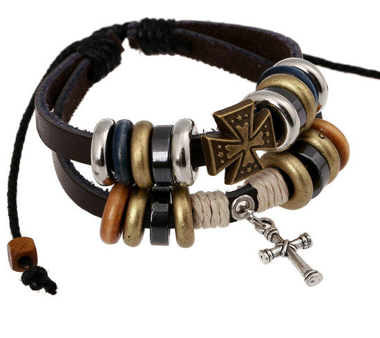 1P Retro rope leather mens bracelets leather rope hand woven bracelet for men rope braided bracelet male female bracelet Jewelry