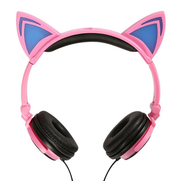 Fashion Stylish Cat Ear Headphones for Computer Games Headset Earphone with LED light For PC Laptop Computer Mobile Phone