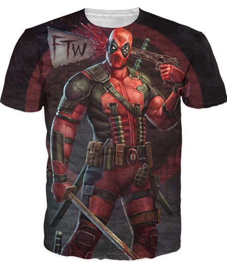 2016 New Arrive American Comic Badass Deadpool T-Shirt Tees Men Women Cartoon Characters 3D t shirt Funny Casual tee shirts top
