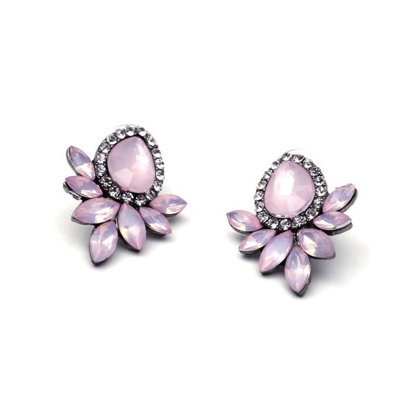 Women's fashion earrings New arrival brand sweet metal with gems stud crystal earring for women girls
