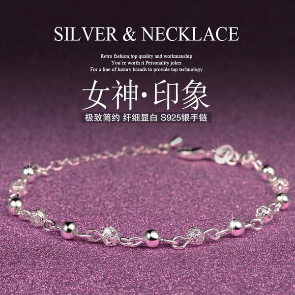 Silver Plated Refinement Simplicity Tassel Bracelets  Birthday Gifts For Women Wrist Charm Bracelets