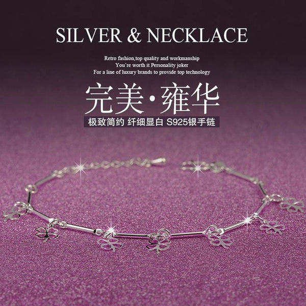 Silver Plated Refinement Simplicity Tassel Bracelets  Birthday Gifts For Women Wrist Charm Bracelets