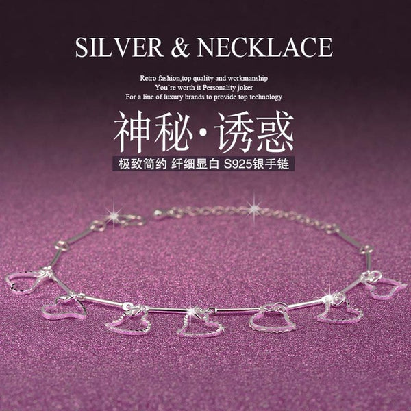 Silver Plated Refinement Simplicity Tassel Bracelets  Birthday Gifts For Women Wrist Charm Bracelets