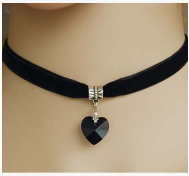 6 Colors Simple Heart Necklaces & Pendants Lace Chokers Necklaces Maxi Steampunk collares bib Bar Necklace collier boheme