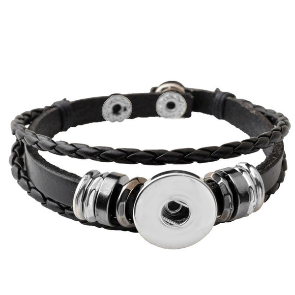 P00646 Wholesale Snap Button Bracelet&Bangles 10 color High quality leather Bracelets For Women 18mm Rivca Snap Button Jewelry