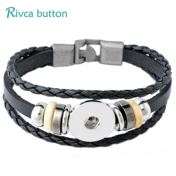 P00646 Wholesale Snap Button Bracelet&Bangles 10 color High quality leather Bracelets For Women 18mm Rivca Snap Button Jewelry