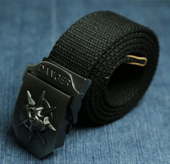 Fashion men's Canvas belt skull Metal tactics woven belt canvas belt Casual pants Cool wild gift for men belts Skull large size