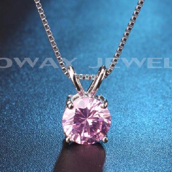 LOWAY Classic Permanent 2 Carat Solitaire Hearts and Arrows Cubic Zirconia Pendant Necklace Fine Jewelry for Women XL1804