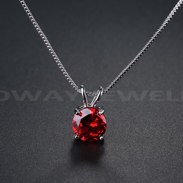 LOWAY Classic Permanent 2 Carat Solitaire Hearts and Arrows Cubic Zirconia Pendant Necklace Fine Jewelry for Women XL1804