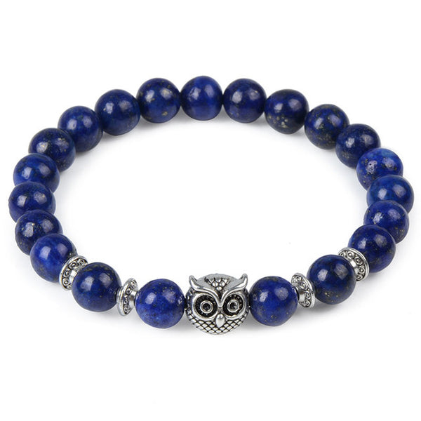 2017 Leopard Tiger Eye Lion Head Bracelet Owl Buddha beads Bracelets Bangles Charm Natural Stone Bracelet yoga Jewelry Men Women