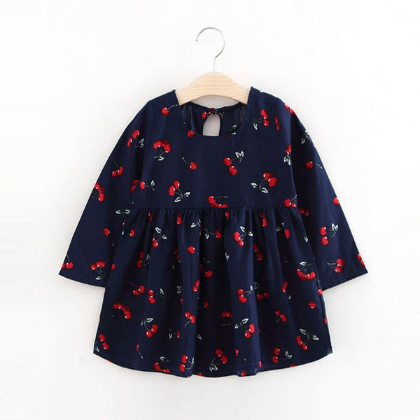 Cute Floral Printed Baby Girls Dresses Spring Autumn Long Sleeve Bow Princess Dress Casual Costume Kids Clothes Tutu Vestidos