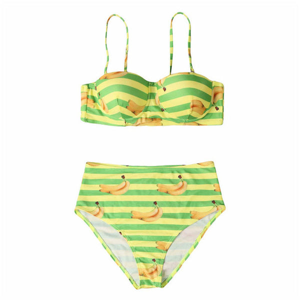 Printed Bikini Bandeau Push Up Swimwear Women Strapless Underwire Swimsuit Trikini Female Sexy Beach Wear