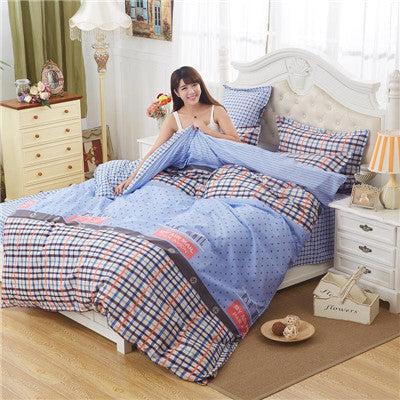 2017 Summer bedding set duvet cover queen size bed sheet morden bedding classic brown grid bedspread bed linen housse de couette