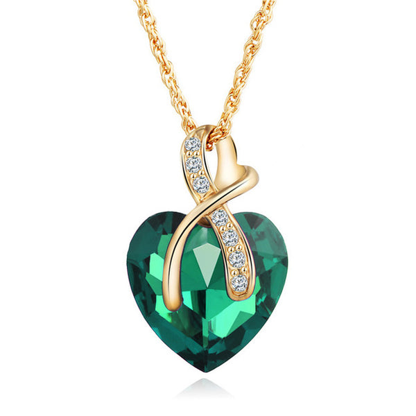 17KM 2016 Fashion Jewelry 4 colors Austrian Crystal Heart Pendant Necklace Women Gold Color Love Necklaces & Pendants Collares