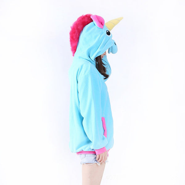 New Novelty Women Hoodies Fashion Cartoon unicorn Sweatshirts Tracksuits Women gardigan hoodies Girl Winter cute Hooded Jacket