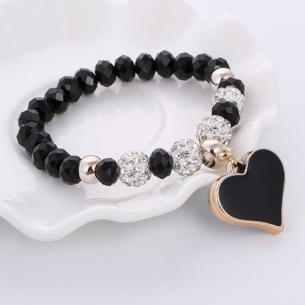 ZOSHI 2017 Crystal Butterful Bracelet & Bangle Elastic Heart Bracelets For Women Handmade Shambhala Beads pulseira masculina
