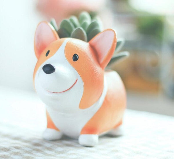 Creative Resin Flowerpot Kawaii Corgi Garden Pots Planters Jardin Bonsai Desk Succulent Flower Pot Can Mix Order Dropshipping