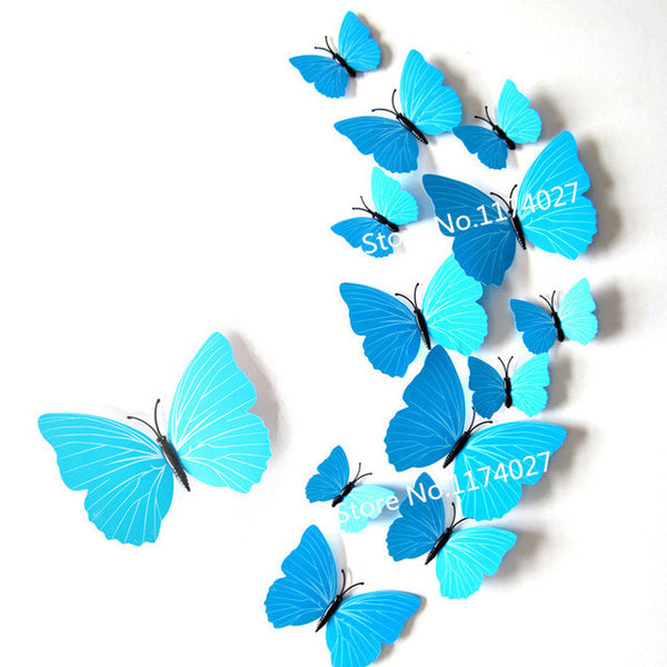 Free shipping 12pcs PVC 3d Butterfly wall decor cute Butterflies wall stickers art Decals home Decoration