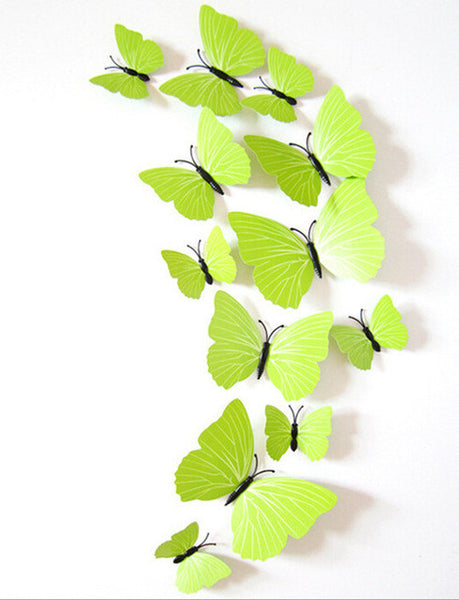 Free shipping 12pcs PVC 3d Butterfly wall decor cute Butterflies wall stickers art Decals home Decoration