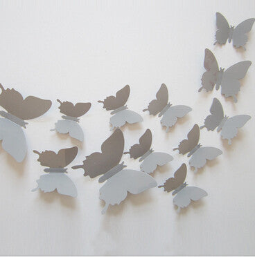Free shipping 12pcs PVC 3d Butterfly wall decor cute Butterflies wall stickers art Decals home Decoration