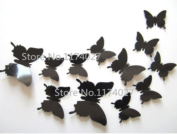 Free shipping 12pcs PVC 3d Butterfly wall decor cute Butterflies wall stickers art Decals home Decoration