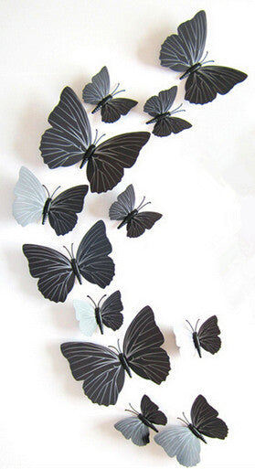 Free shipping 12pcs PVC 3d Butterfly wall decor cute Butterflies wall stickers art Decals home Decoration