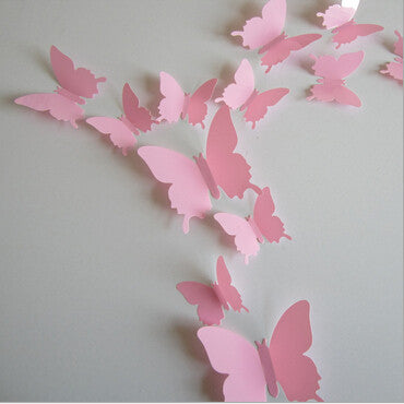 Free shipping 12pcs PVC 3d Butterfly wall decor cute Butterflies wall stickers art Decals home Decoration