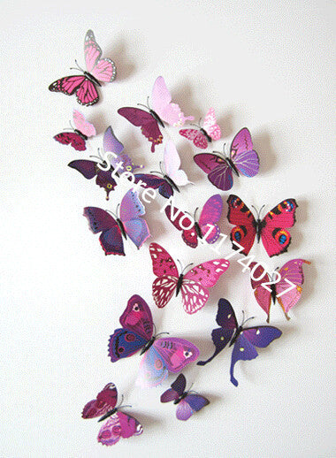 Free shipping 12pcs PVC 3d Butterfly wall decor cute Butterflies wall stickers art Decals home Decoration