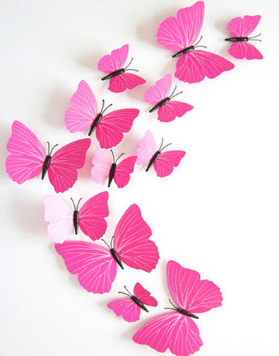 Free shipping 12pcs PVC 3d Butterfly wall decor cute Butterflies wall stickers art Decals home Decoration