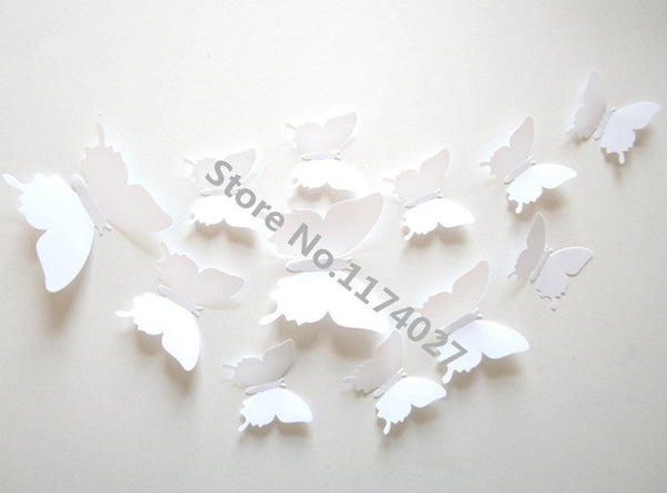 Free shipping 12pcs PVC 3d Butterfly wall decor cute Butterflies wall stickers art Decals home Decoration