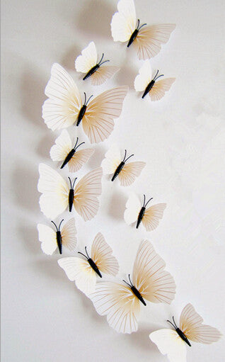 Free shipping 12pcs PVC 3d Butterfly wall decor cute Butterflies wall stickers art Decals home Decoration